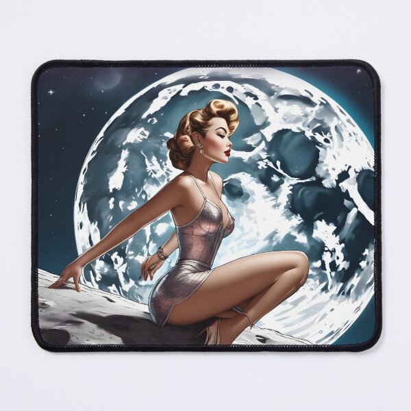 Item preview, Pin-up girl on the moon – retro space aesthetic designed and sold by Mauswohn.