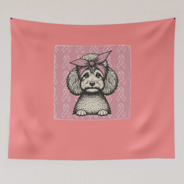 Item preview, Poodle With Pink Ribbon Headband Breast Cancer Awareness designed and sold by GrumpySableye.