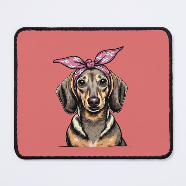 Item preview, Dachshund Mama Breast cancer awareness Bandanas designed and sold by GrumpySableye.