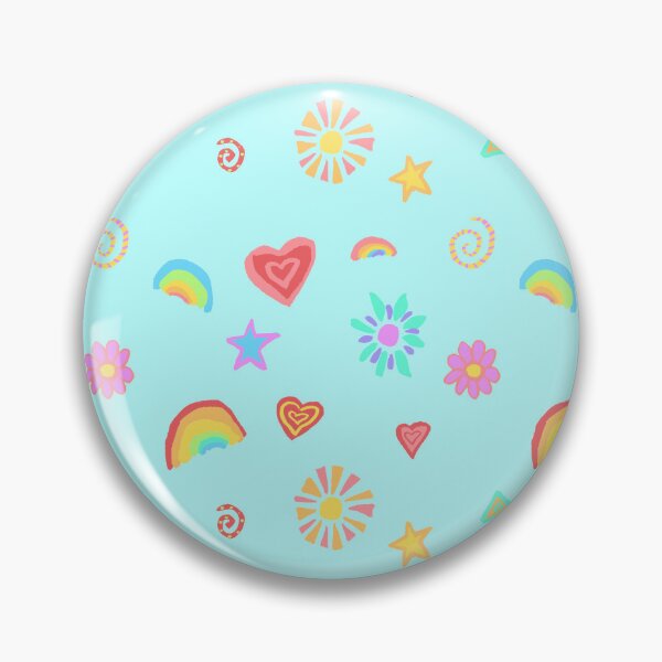 Item preview, Rainbows, hearts, flowers, swirls and sunshine in baby blue palette designed and sold by skunkandpumpkin.