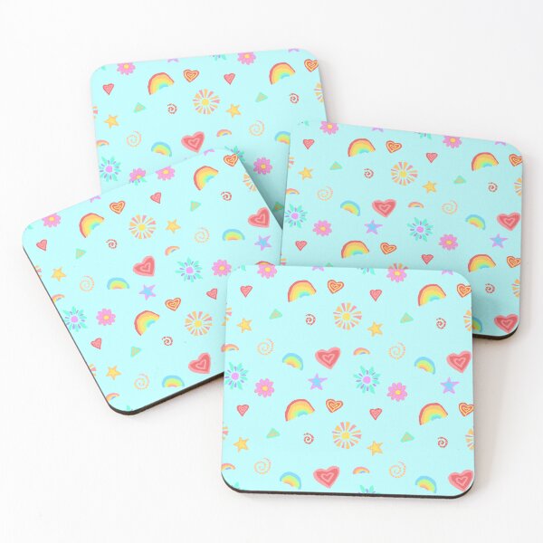 Item preview, Rainbows, hearts, flowers, swirls and sunshine in baby blue palette designed and sold by skunkandpumpkin.
