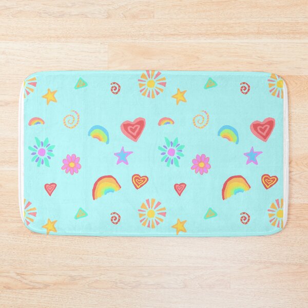 Item preview, Rainbows, hearts, flowers, swirls and sunshine in baby blue palette designed and sold by skunkandpumpkin.