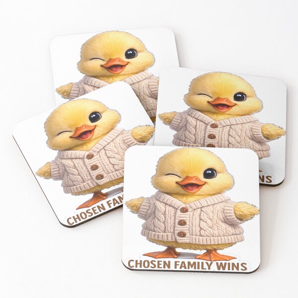 Item preview, Chosen Family Wins: Playful Duckling in Cardigan Sticker Art designed and sold by ARTCREATESHOP.