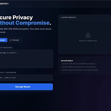 Artwork thumbnail, Cryptify – Text Encryption and Decryption System by SpaceShade