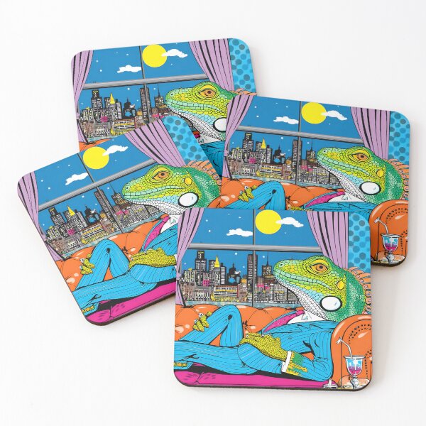 Item preview, Dapper Lizard Relaxing in Colorful City Scene designed and sold by Artessie.