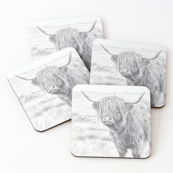 Item preview, Highland Cow Sketch Art Drawing designed and sold by scarletpops.
