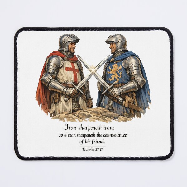 Item preview, Iron Sharpens Iron Knights, Proverbs 27:17 Christian Brotherhood Wall Art, Medieval Sword Crossed Faith Art designed and sold by TerScott.