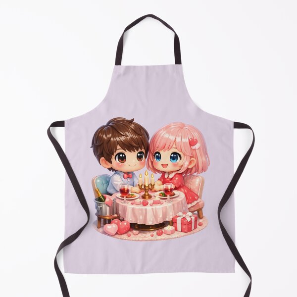 Item preview, Cute Chibi Couple Candlelight Dinner | Kawaii Valentine's Day Art designed and sold by Moons Studio.