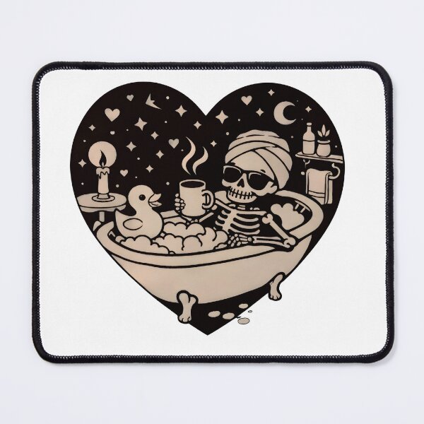 Item preview, Skeleton Relaxing in Bathtub – Dark Humor Self Care Art designed and sold by Senkov.
