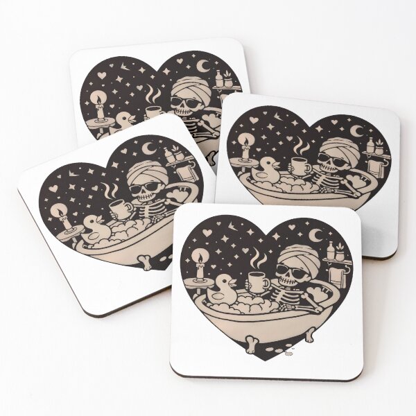Item preview, Skeleton Relaxing in Bathtub – Dark Humor Self Care Art designed and sold by Senkov.