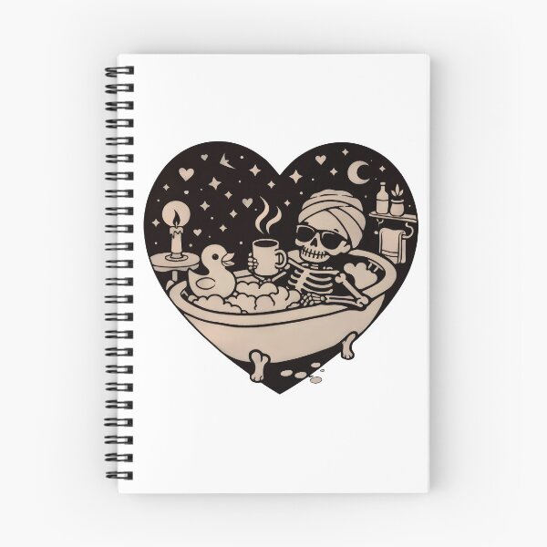 Item preview, Skeleton Relaxing in Bathtub – Dark Humor Self Care Art designed and sold by Senkov.