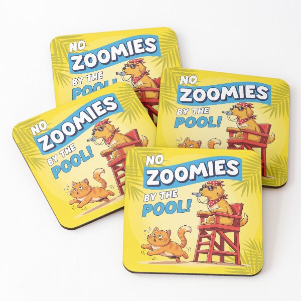 Item preview, No Zoomies By The Pool | Funny Lifeguard Dog and Cat designed and sold by SillyPawsStudio.