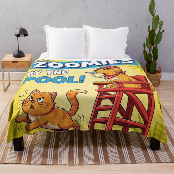 Item preview, No Zoomies By The Pool | Funny Lifeguard Dog and Cat designed and sold by SillyPawsStudio.