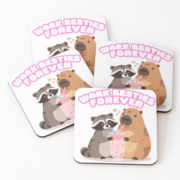 Item preview, Cute Raccoon and Capybara Valentine Gift Sticker - Work Bestie Love designed and sold by The Prompted Soul.