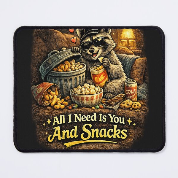 Item preview, All I Need Is You And Snacks – Cute Funny Raccoon Couch Potato Snack Lover Design designed and sold by NAJURE.