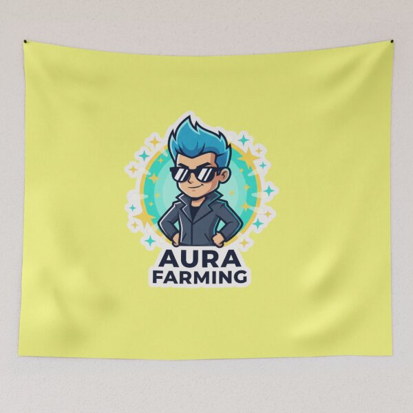 Item preview, Aura Farming Certified Cool Guy with Blue Hair and Sunglasses Vector Illustration designed and sold by bvdesignart.