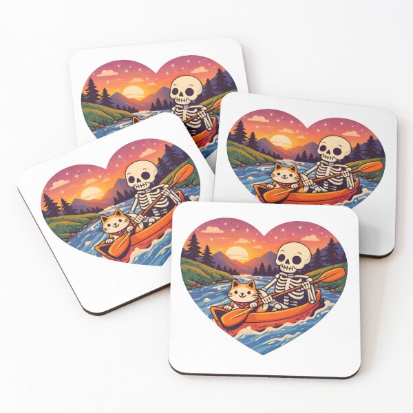 Item preview, Cute Skeleton and Cat Canoeing at Sunset designed and sold by Senkov.
