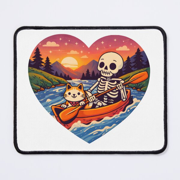 Item preview, Cute Skeleton and Cat Canoeing at Sunset designed and sold by Senkov.