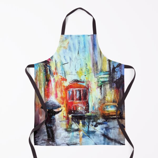 Item preview, City Rain with red bus and umbrellas designed and sold by Natart1004.