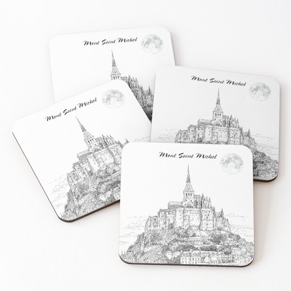 Item preview, Mont Saint Michel – France Line Art Illustration with Full Moon designed and sold by Best-Kept.