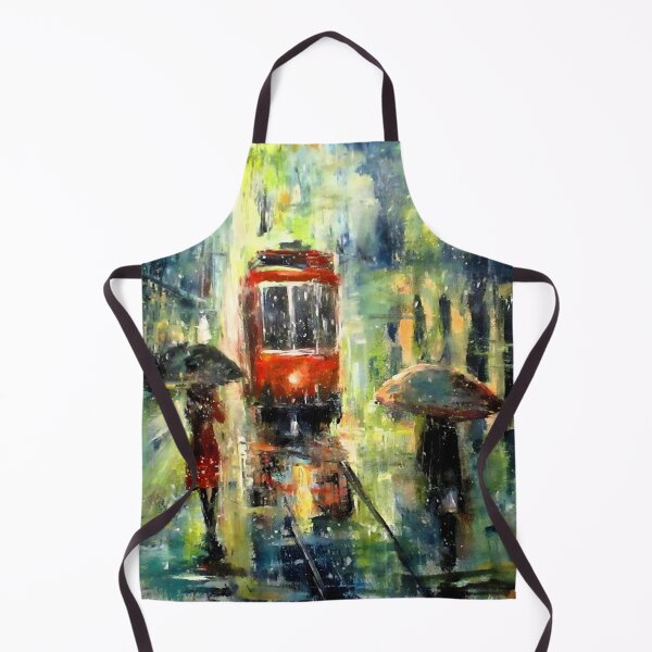 Item preview,  Rainy streets with red bus and umbrellas designed and sold by Natart1004.