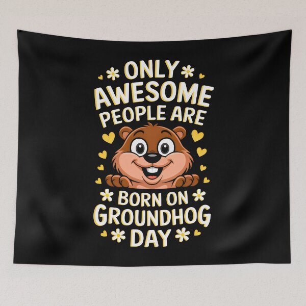 Item preview, only awesome people are born on groundhog day 2026 designed and sold by VividDripCo.