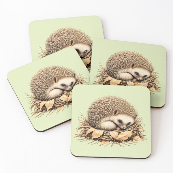 Item preview, Quiet Hedgehog in Leaf Nest | Cozy Woodland Animal Art | Calm Nature Illustration designed and sold by BloomStudio1.