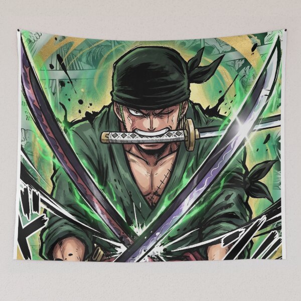 Item preview, Roronoa Zoro - Triple Sword Samurai Warrior Manga Style Illustration designed and sold by Dyan4.