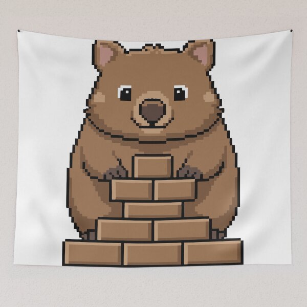 Item preview, Pixel Style Wombat With Cubes Gamer Art designed and sold by Petzzz.