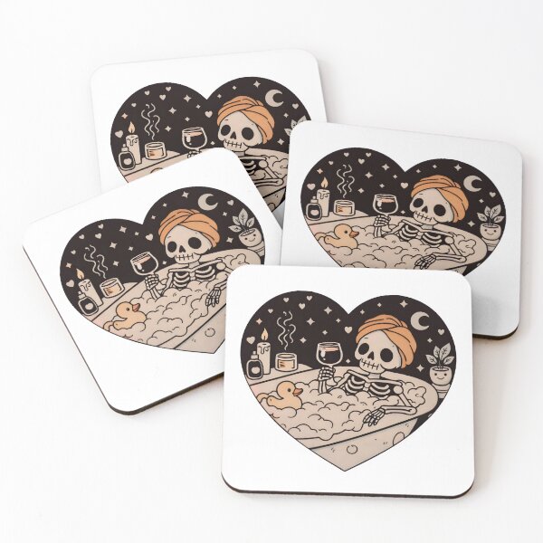 Item preview, Cozy Skeleton Bath – Cute Gothic Self Care Illustration designed and sold by Senkov.