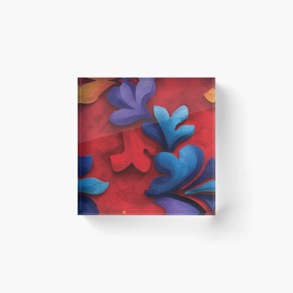 Item preview, Vibrant Red Textured 3D Abstract Floral Relief designed and sold by DGtaLrtcom.