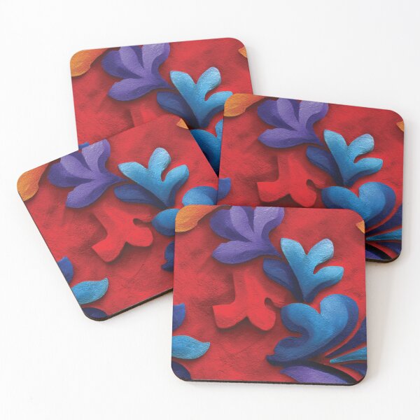 Item preview, Vibrant Red Textured 3D Abstract Floral Relief designed and sold by DGtaLrtcom.