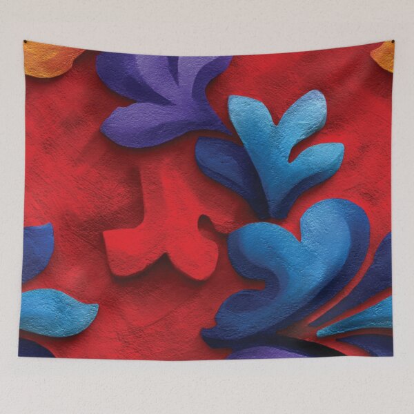 Item preview, Vibrant Red Textured 3D Abstract Floral Relief designed and sold by DGtaLrtcom.