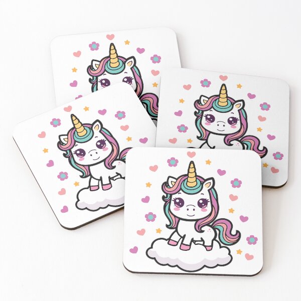 Item preview, Cute Kawaii Unicorn on Cloud with Hearts and Stars designed and sold by VectorVox.