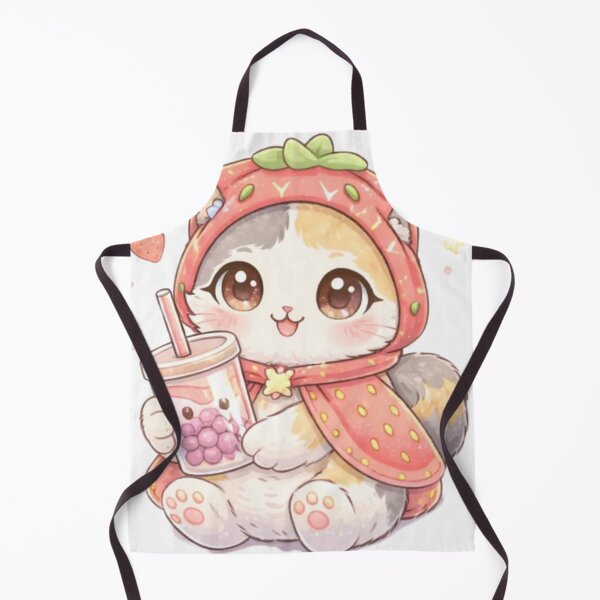 Item preview, Mochi Cozy Cat – Strawberry Bubble Tea Time designed and sold by Mochi Studio.