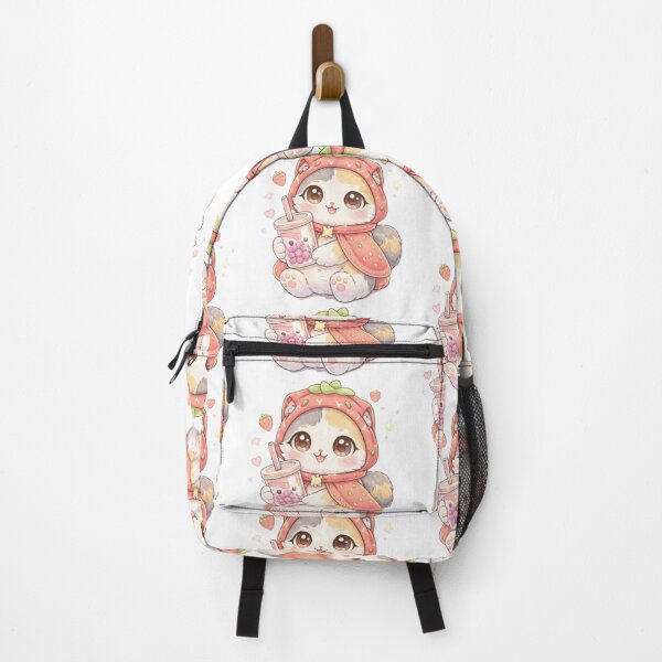Item preview, Mochi Cozy Cat – Strawberry Bubble Tea Time designed and sold by Mochi Studio.