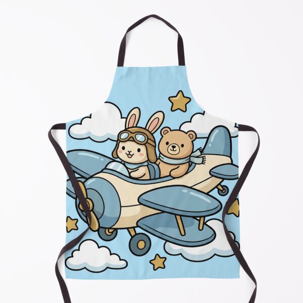 Item preview, Sky High Friends - Cute Pilot Bunny and Bear Airplane Nursery Art designed and sold by HappySproutArt.