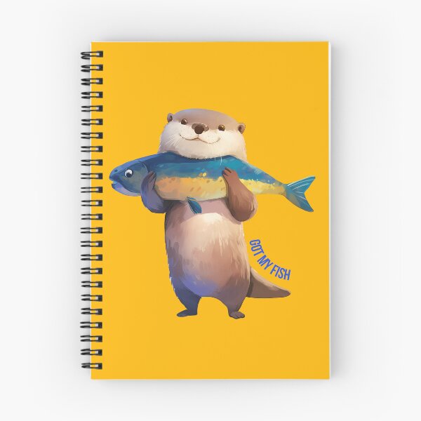 Item preview, Cute Otter Holding Fish Funny Animal Illustration designed and sold by Estnesti.