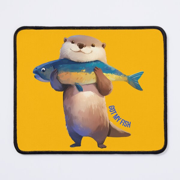 Item preview, Cute Otter Holding Fish Funny Animal Illustration designed and sold by Estnesti.