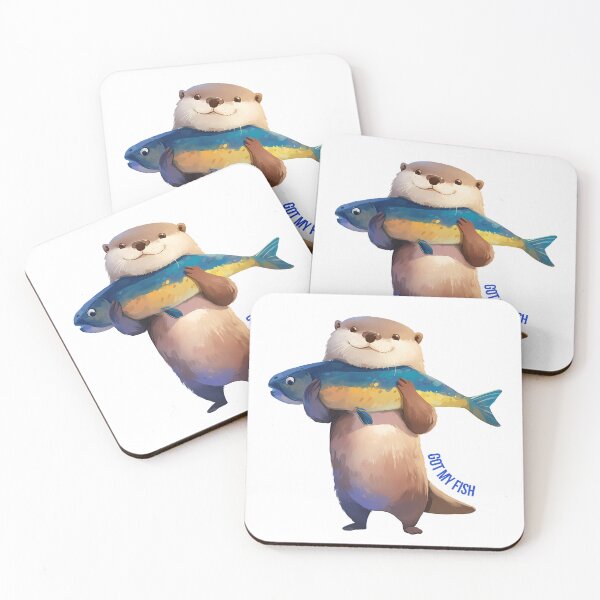 Item preview, Cute Otter Holding Fish Funny Animal Illustration designed and sold by Estnesti.