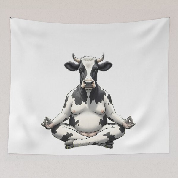 Item preview, Meditating Cow Illustration – Zen Yoga Animal Digital Art designed and sold by mitdz shop.