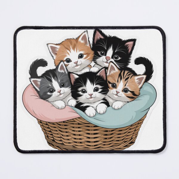 Item preview, Cute Kittens in a Basket - Adorable Cat Family Sticker designed and sold by StickerBuild07 .