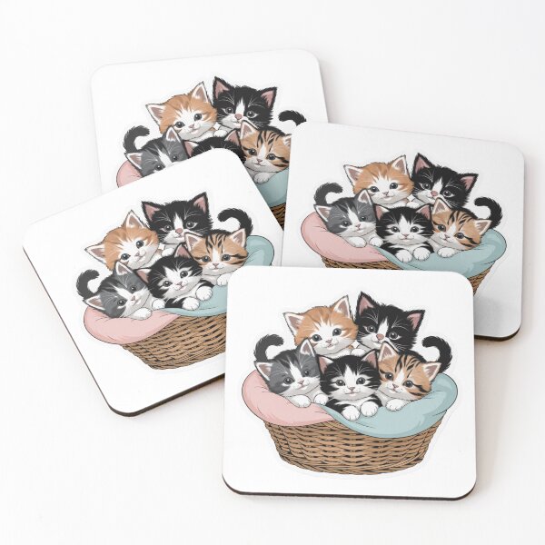 Item preview, Cute Kittens in a Basket - Adorable Cat Family Sticker designed and sold by StickerBuild07 .