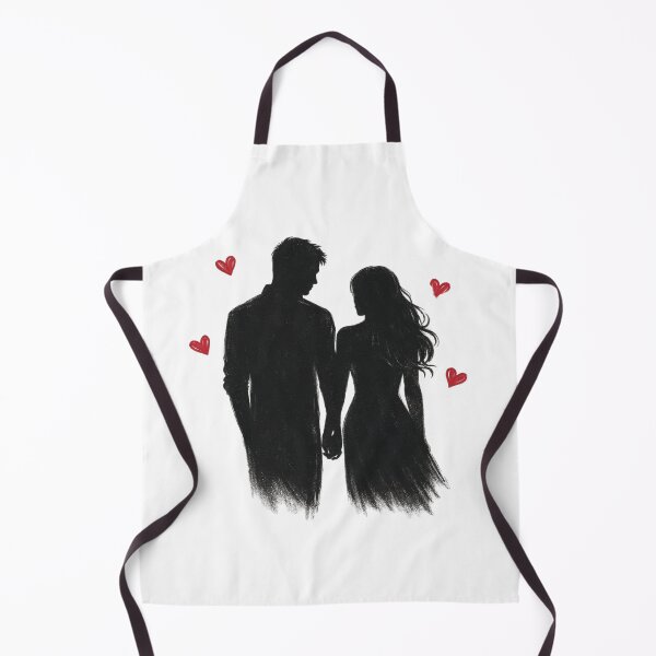 Item preview, Romantic Silhouette Couple with Red Hearts designed and sold by quietvisualsco.