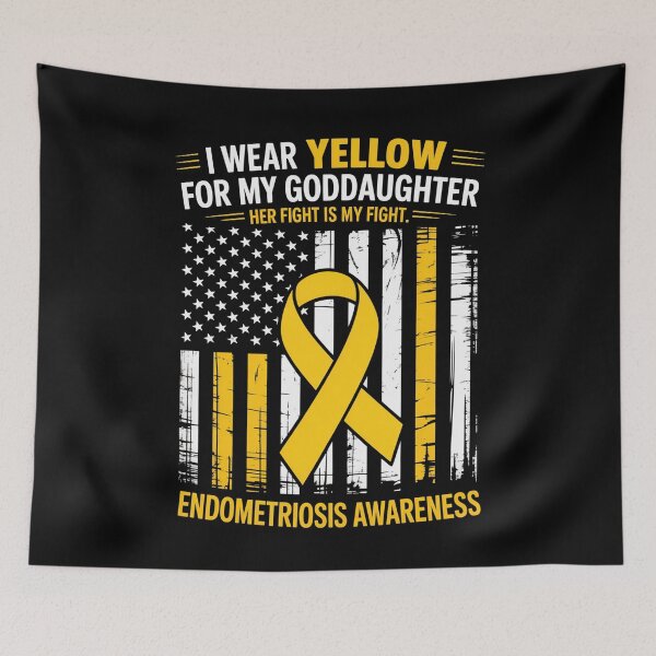 Item preview, Yellow Endometriosis Awareness Goddaughter Flag Her Fight designed and sold by tiemacopaxer.