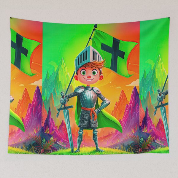 Item preview, Young Knight Holding Green Banner designed and sold by Piotrek0001.