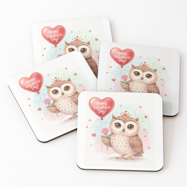 Item preview, Owl Valentine's Day valentine cute kawaii funny balloon flower pet designed and sold by CheeseBlueprint.