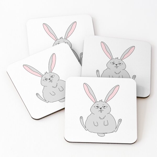 Item preview, Sassy unimpressed grey rabbit cartoon illustration designed and sold by IriArt-Designs.