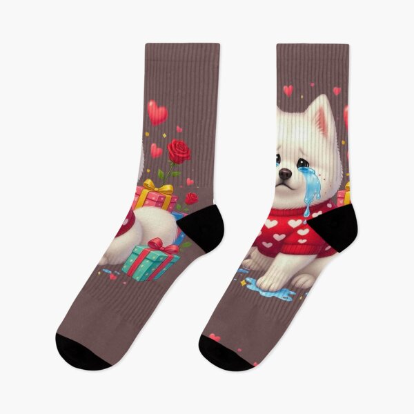 Item preview, Crying Samoyed Puppy Valentine's Day | Sad Dog Red Heart Sweater & Gifts designed and sold by E-SarnEdge.