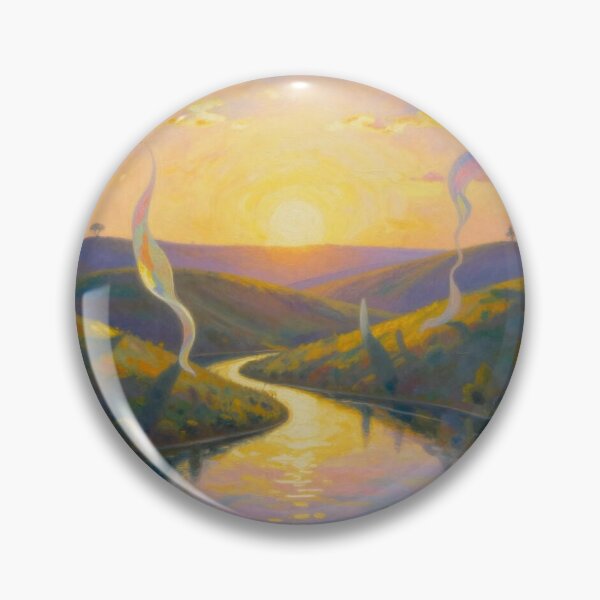 Artikelvorschau, Sunset River Dreamscape – Painterly Landscape with glowing light and surreal ribbon elements entworfen und verkauft von FotoworldEdel.